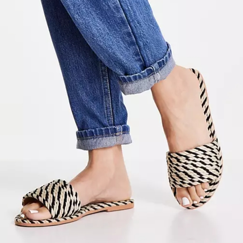 Steve Madden Roper Plaited Raffia Slides NWT